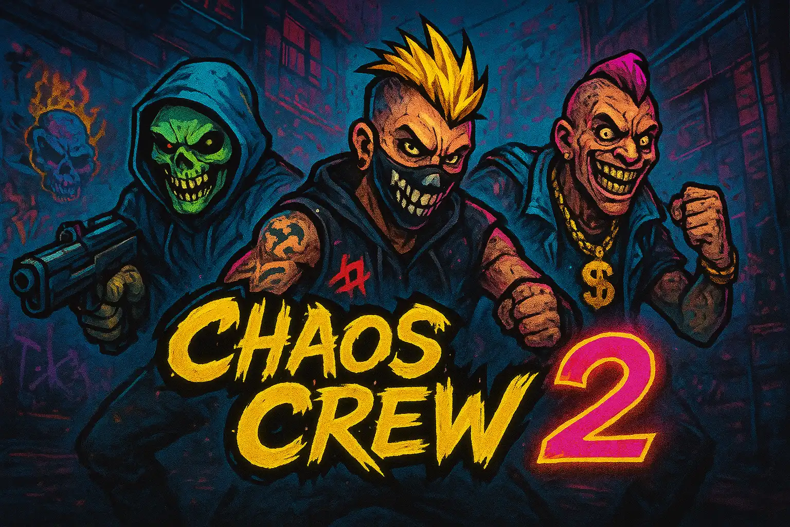 Chaos Crew 2 slot game screen at RoyalRook Casino